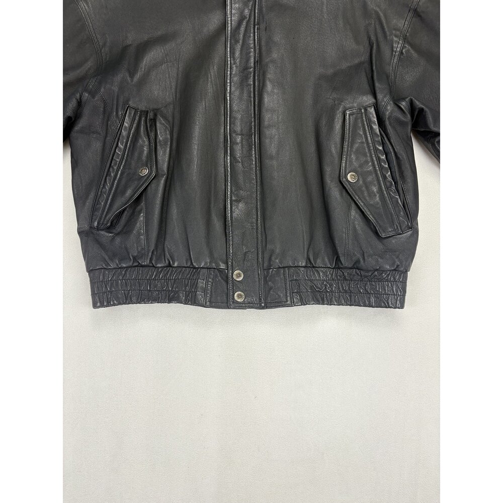 St. John's Bay Men's Black Leather Bomber Jacket L - Picture 6 of 10